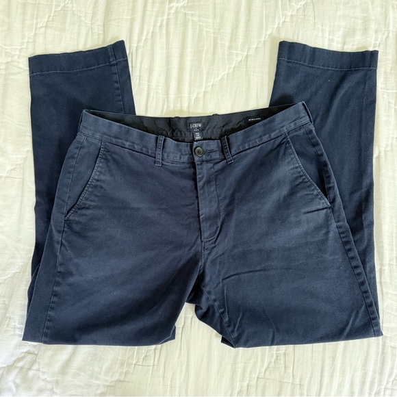 J.Crew Flex Chino Pants Straight Fit Navy Blue W33 L30 - Picture 1 of 9